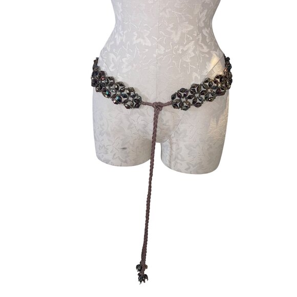Womens Iridescent Multicolor Glass Beaded Decorative Bohemian Belt One Size - Picture 1 of 15
